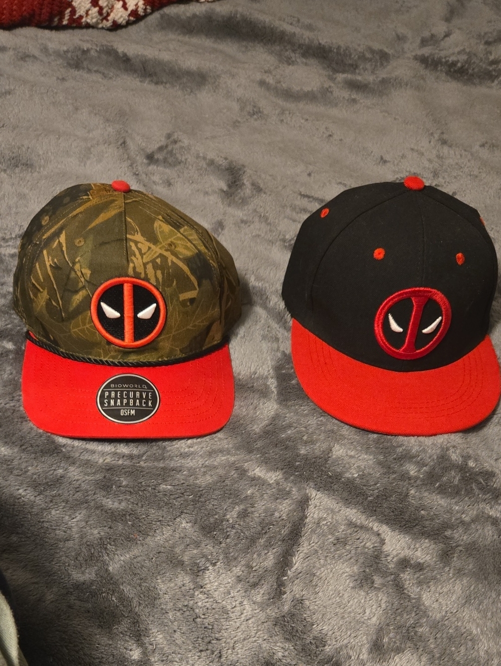 2 Deadpool Snapback Hat - Red and Black